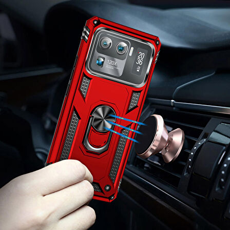 Xiaomi Mi 11 Ultra Kılıf Zore Vega Yüzük Standlı Zırh Kılıf