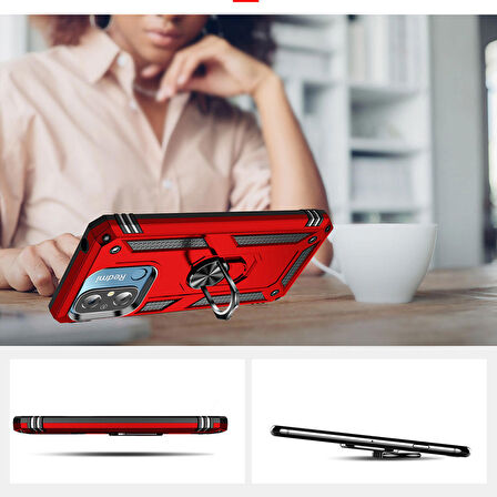 Xiaomi Redmi 12C Kılıf Zore Vega Yüzük Standlı Zırh Kılıf