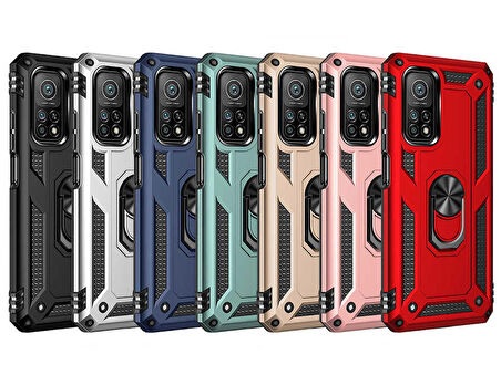 Xiaomi Mi 10T Pro 5G Kılıf Zore Vega Yüzük Standlı Zırh Kılıf