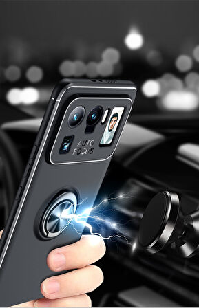 Xiaomi Mi 11 Ultra Kılıf Zore Ravel Yüzüklü Silikon Kılıf