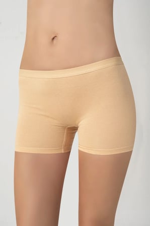 5'li Kadın Bej Modal Boxer Rahat Esnek Dikişsiz Boxer Külot - 1006