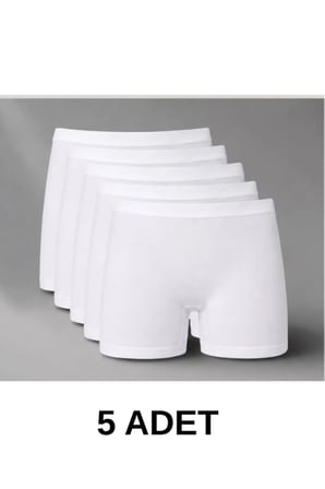5'li Kadın Beyaz Modal Boxer Rahat Esnek Dikişsiz Boxer Külot - 1006