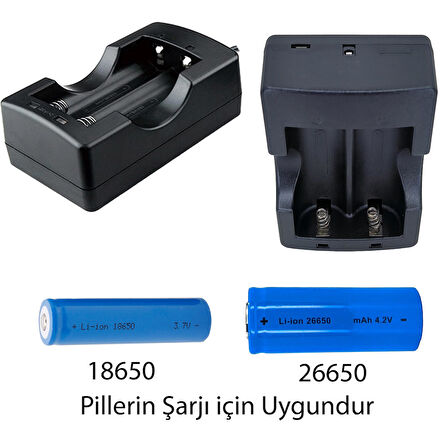 Hedyex 26650 Şarj Aleti 2Li 18650-26650 Fener Pilleri İçin Şarj Cihazı