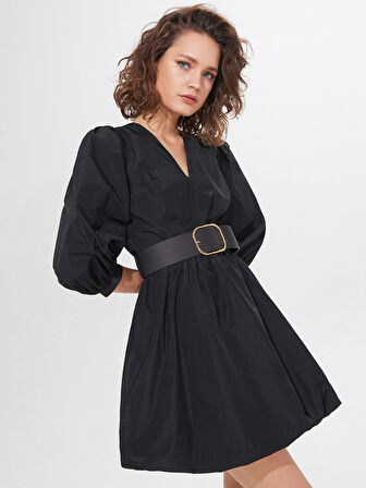 Jiyuan V-Yaka Mini Boy Regular Fit Siyah Renk Elbise