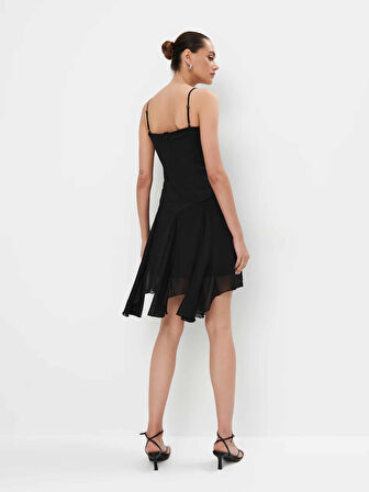 Alessi Straplez Askılı Regular Fit Siyah Renk Elbise