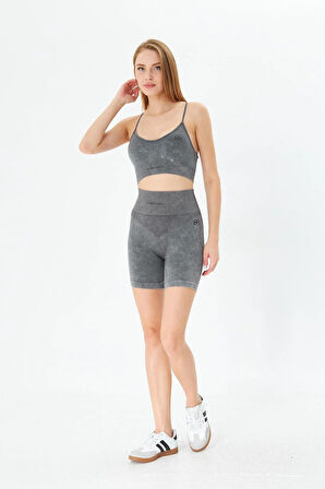 Asspa Askılı Slim Fit Gri Renk Tayt Takım