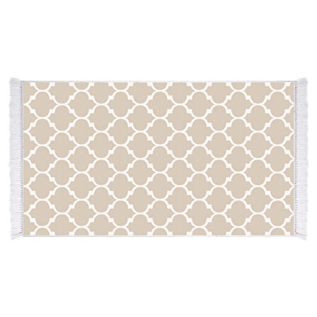 Dekoreko İpek Halı Dijital Saçaklı 2025 -Beyaz