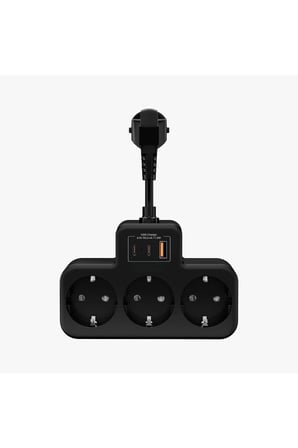 Çoklu Kablolu Priz Yüksek Gerilim Korumalı 3'LÜ Priz 1X USB 2X Type-C Çıkışlı Grup Priz Çoğaltıcı