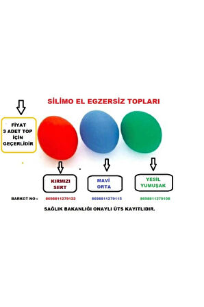 Medikalcim Fizik Tedavi El Çalıştırma Güçlendirme Egzesiz Topu 3'lü