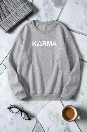 Unisex Karma Baskılı Bisiklet Yaka Sweatshirt