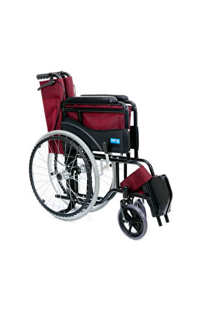 Medikaltec Dm809 Bordo Kumaş Standart Transfer Refakatçı Frenli Tekerlekli Sandalye