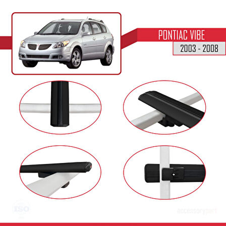 Pontiac Vibe 2003-2008 Arası ile Uyumlu BASIC Model Ara Atkı Tavan Barı Siyah 2 Adet