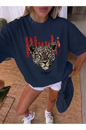 Unisex Rhude Leopar Baskılı Tasarım Tshirt