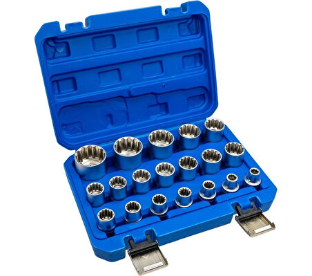 1/2" Spline 12 Köşe Lokma Anahtar Takımı 19 Parça