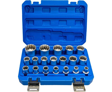 1/2" Spline 12 Köşe Lokma Anahtar Takımı 19 Parça
