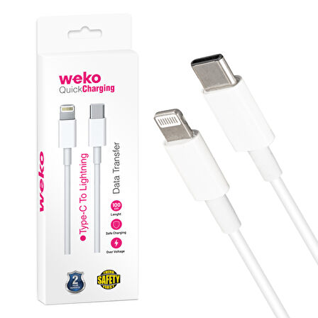 Weko Wk-21445 Type-c To Lightning Beyaz 1 Metre Şarj Kablosu Type-c İphone Şarj Aleti Kablosu