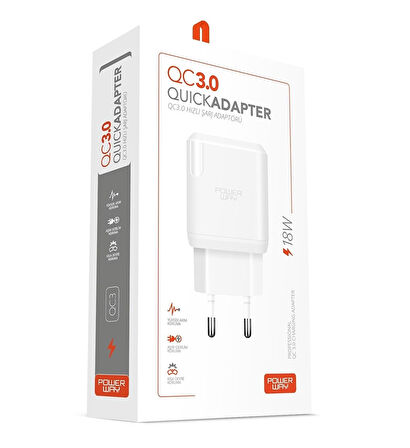 Ayt Powerway QC3 3 Amper 18W Tüm Telefonlarla Uyumlu USB Hızlı Şarj Adaptörü