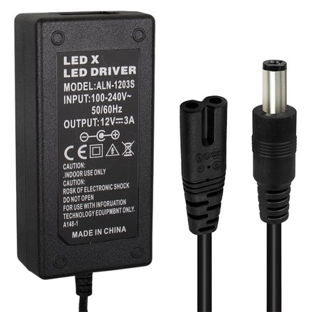 Powermaster PM-1980 12 Volt - 3 Amper - 36 Watt 5.5*2.5 Mm Uçlu Plastik Kasa Masaüstü Adaptör