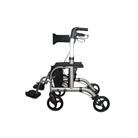 Poylin Pedallı (Ayaklı) Rolatör | Tekerlekli Sandalyeye Dönüşebilen Yapı, Çift Yönlü Oturma Alanı, Baston Tutuculu P777P