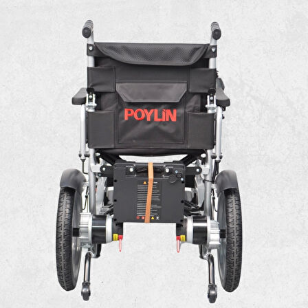 Poylin P200E Katlanabilir Akülü Tekerlekli Sandalye | Çelik Gövde, 120 kg Taşıma Kapasiteli, Elektromanyetik Frenli