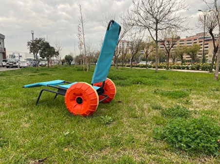 Engelli Plaj Sandalyesi | Hafif, CE Belgeli ve 2 Teker Kolçaksız Kum ve Taşlı Zeminde Rahat Kullanım