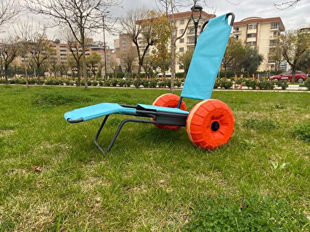 Engelli Plaj Sandalyesi | Hafif, CE Belgeli ve 2 Teker Kolçaksız Kum ve Taşlı Zeminde Rahat Kullanım