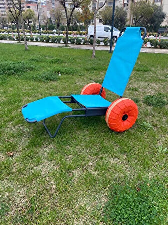 Engelli Plaj Sandalyesi | Hafif, CE Belgeli ve 2 Teker Kolçaksız Kum ve Taşlı Zeminde Rahat Kullanım