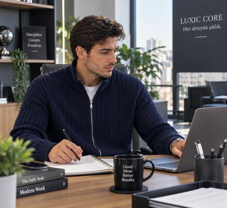 LUXIC CORE Erkek Fermuarlı Triko Hırka Dik Yaka Şık ve Rahat Günlük Kazak
