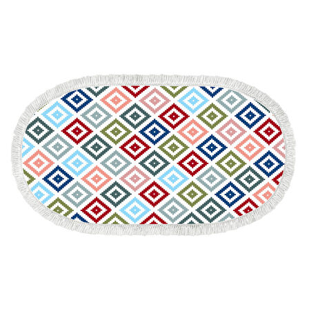 Dekoreko İnci Halı Dijital Saçaklı Oval 1891 Desen 2