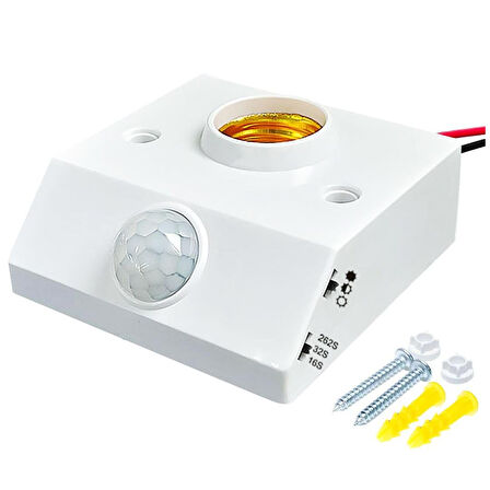 Ayt Ledx DY-102 Abs 360 PIR Harekete Duyarlı Sensörlü E27 Duy Aparatı Zaman Hasasiyet Ayarlı 