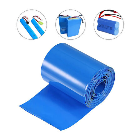 Powermaster 1 Metre PVC Isı Borusu Mavi Shrink 350 Mm 18650 Pil Yalıtım Isı Büzülme Kablo Kılıfı