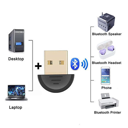 Ayt Powermaster Mini Usb Bluetooth 5.0 Dongle Adaptör Pc Bilgisayar Laptop Masaüstü Android 20 Metre Çekim Mesafeli