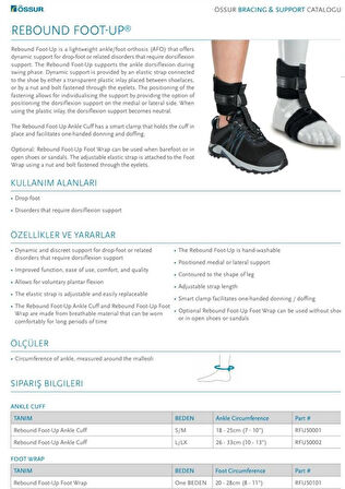 Medikaltec ÖSSUR Ribaund Foot-Up Düşük Ayak Bilekliği Small/ Medium Ayak Bileği 18-25 Cm