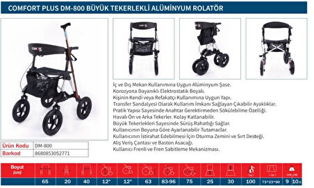 Medikaltec Büyük Tekerlekli Alüminyum Rolatör