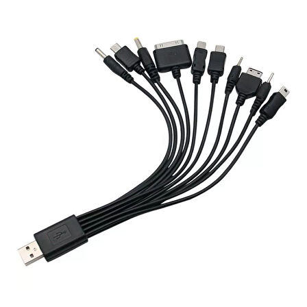 Ayt Powermaster PM-4309 Çok Fonksiyonlu 10 in 1 USB Şarj Aleti Kablosu Çoklu Şarj Kablosu Uçları 