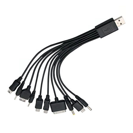 Ayt Powermaster PM-4309 Çok Fonksiyonlu 10 in 1 USB Şarj Aleti Kablosu Çoklu Şarj Kablosu Uçları 