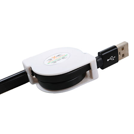 Ayt Powermaster 3 İn 1 Siyah Şarj Data Kablosu Makaralı Type-c Micro Lightning İphone Şarj Kablo