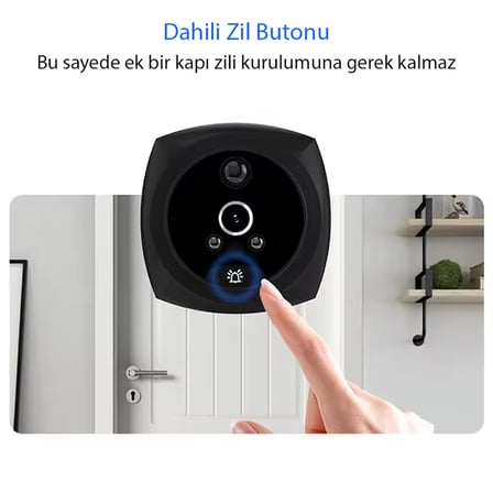 Ayt Powermaster Pm-24933 3.5 İnç Kameralı Akıllı Kapı Zili Kapı Dürbün Kamera Görüntülü Kapı Zili