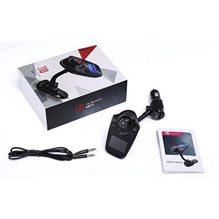 Ayt Hello T10 Usb Sd Aux Bluetooth Destekli 2.1A FM Transmitter Oto Araç Çakmaklık Teyp Telefon Müzik Aktarıcı