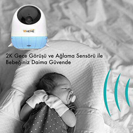 Ayt Whome Yapay Zeka Desteli 360 Derece Dönebilen Gece Görüşlü Mavi Wifi İp Bebek Güvenlik Kamerası Kart Destekli