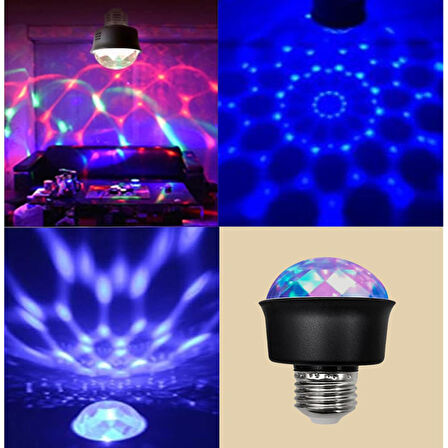 Ledx AL-KXT6882 Mini 360 Derece Led 3.3 Watt E27 Duy Rgb Renk Disko Lamba Gece Lambası Çocuk Odası