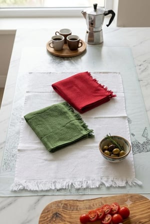 (3.lü Set) Dekoratif %100 Pamuk 50X75cm. Püsküllü Pike El ve Yüz Havlusu ,Mutfak Havlusu, Temizlik Bezi