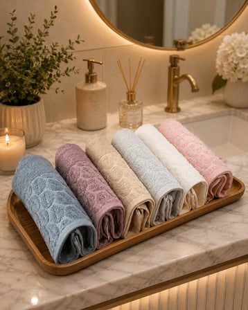 6 Lı By İdo Kısmi Kadife Kutulu %100 Pamuklu El Yüz Havlu Seti 50 x 90