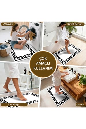 Banyo Paspası, Yumuşak Banyo Halısı, Kaymaz Dot Tabanlı, Yıkanabilir - 60x100