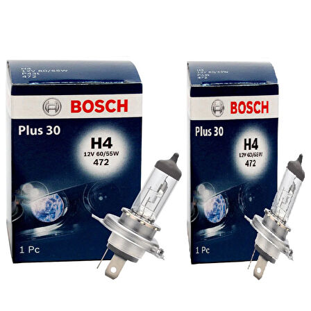 2 Adet Bosch Plus30 H4 Ampul +%30 Daha Fazla Işık