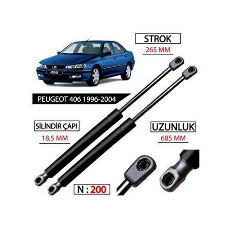 Peugeot 406 Kaput Amortisörü Takimi Yan Sanayi 1996-2004 792510 528072478