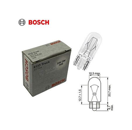 Bosch 24v Dipsiz Ampul T10 3w 10 Adet