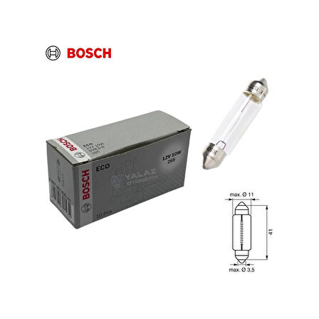 Bosch 12v Sofit Ampul 10w Uzun Tip 41 Mm 10 Adet