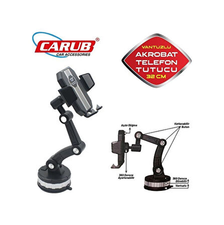 Telefon Tutucu Cam Ve Torpido Üstü 360 Derece Dönerli Vantuzlu-akrobat 32 Cm