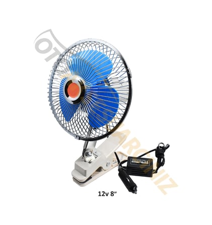 Araç Içi Mandallı 12V 8" Inc Oto Vantilatör Çakmaklık Tan Çalışan